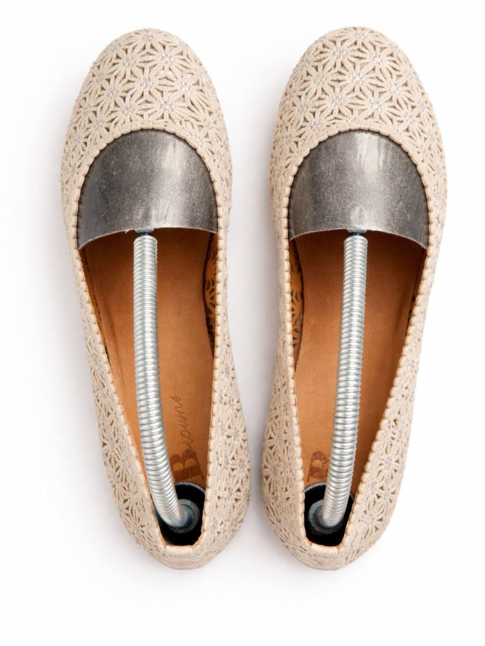 Browns Leather Ballet Flats EU 39 | Beige Laser Cut Crochet | Summer Flats